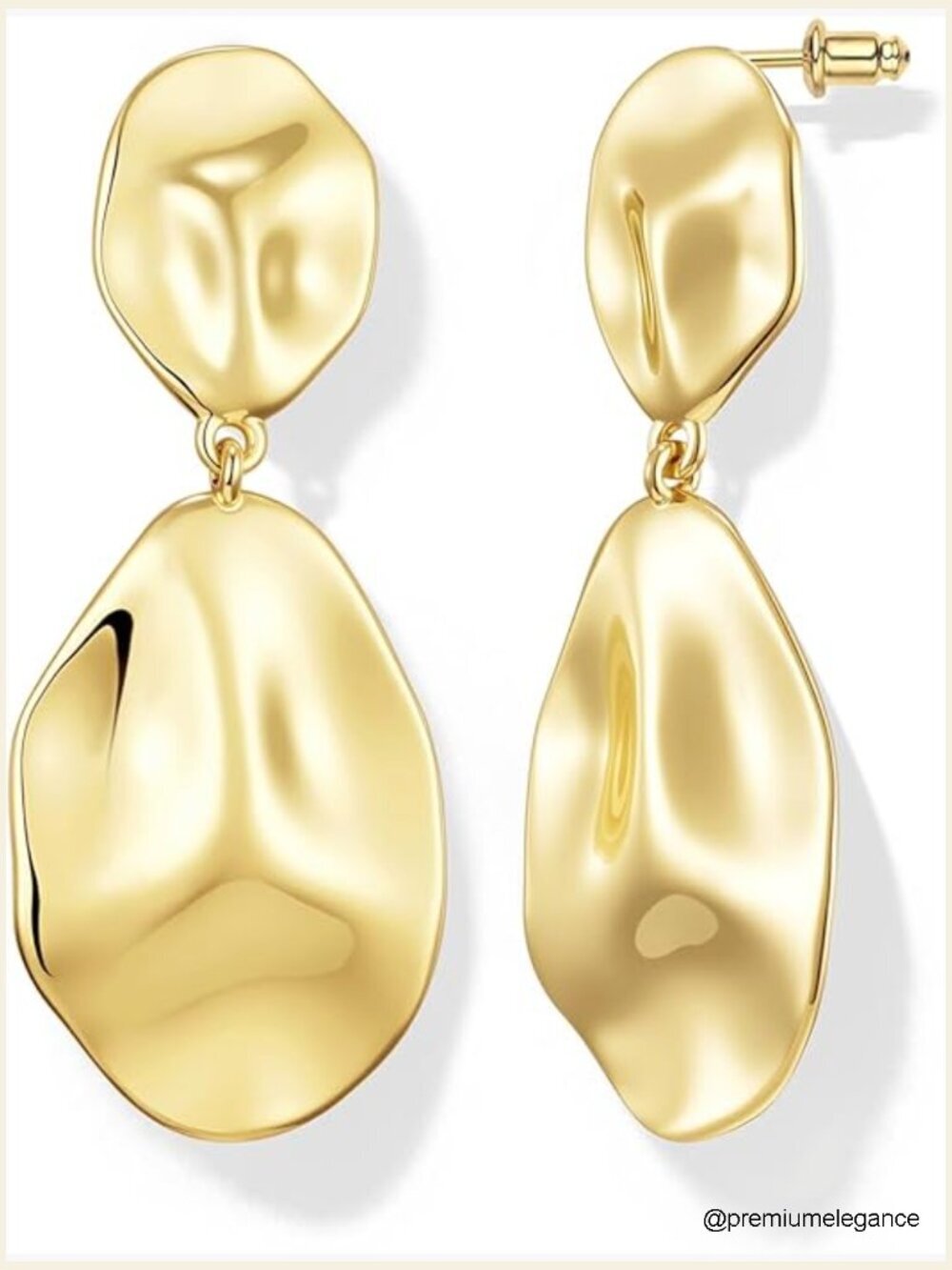 Hammered Teardrop Dangle Earrings Chunky Geometric Flower Statement Jewelry